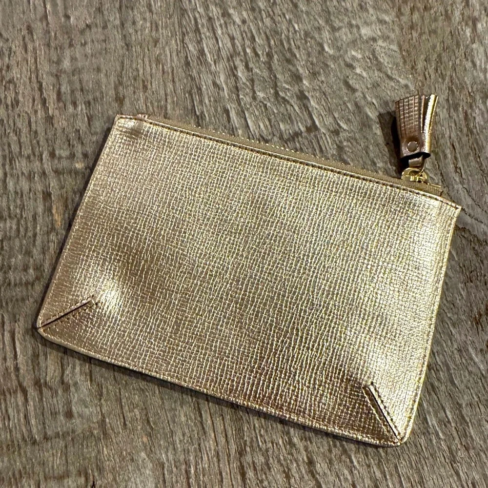 Anya Hindmarch Gold Zip I❤️U Clutch/Pouch.